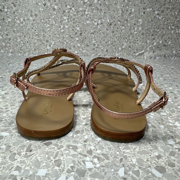 Oca-Loca Valencia Sandals Metallic Rose Pink Leather Rhinestone‎ EU 38 US 8 NWOT - Picture 5 of 11